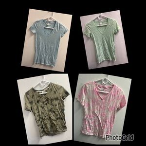Women V-Neck T-Shirts - Blue, Green, Olive, Pink